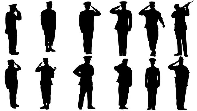 Military man salute silhouette