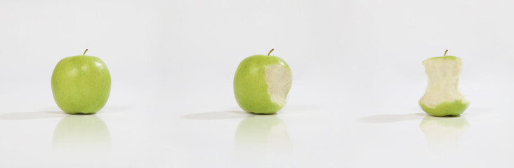 Grüner Apfel wird gegessen