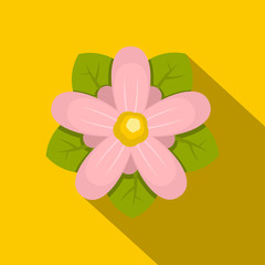 Pink flower icon, flat style