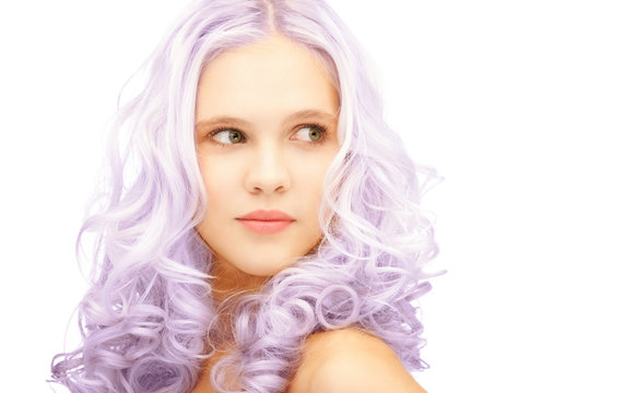 Teen Girl With Trendy Lilac Dyed Hair