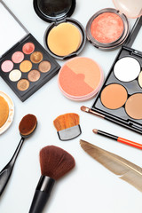 Makeup products white background