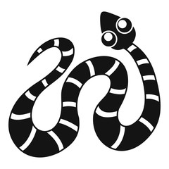 Black striped snake icon, simple style