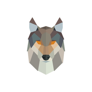 Vector polygonal wolf head. Low poly animal illustration. Vector image.