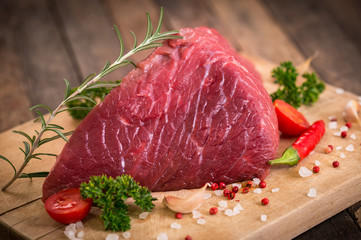 Raw beef meat with spices 