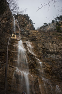 Landscape with waterfall Uchan Su in Crimea, Russia