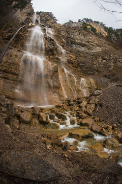 Landscape with waterfall Uchan Su in Crimea, Russia