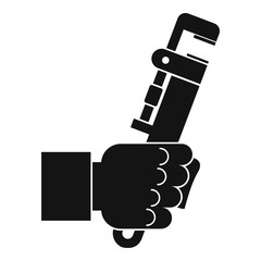 Hacksaw in man hand icon, simple style
