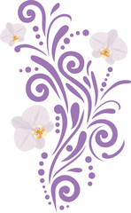 Ornamental element with orchids for design