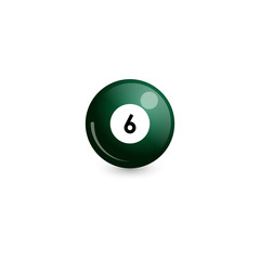 Billiard ball with number 6