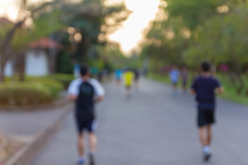 abstract blur focus people jogging in park