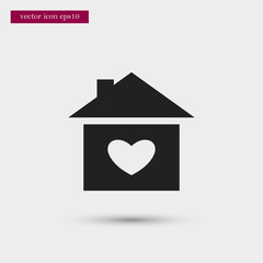 Heart in house icon simple love vector valentine sign