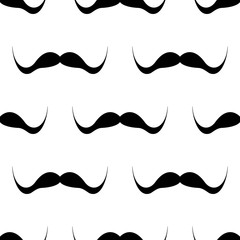 Seamless background, mustache on white background. 