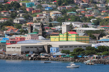 Obraz premium City on coast of volcanic island. Kingstown, Saint-Vincent