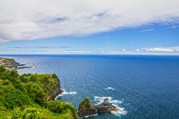 Fototapeta premium Madeira island, Portugal, tropical beach ocean view, Funchal