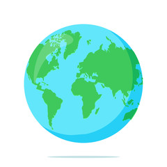 Earth globe isolated on white background. Flat planet icon. Vector illustration.