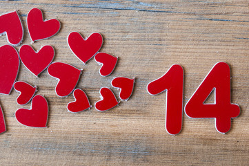 Valentine calendar with hearts