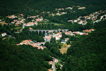 Fototapeta premium A view of the town from Puilaurens Castle in the south of France