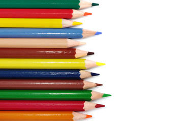 Color pencils isolated on white background.