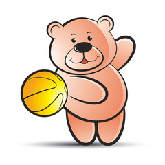 happy bear vector cartoon throwing basketball