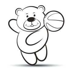black outline happy vector cartoon throwing basketball