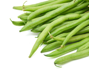 green beans on white background