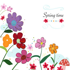 Spring time beautiful floral border with spring flowers