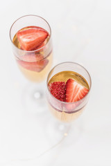 Champagne with strawberry 