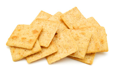 Crackers on white background with clipping path