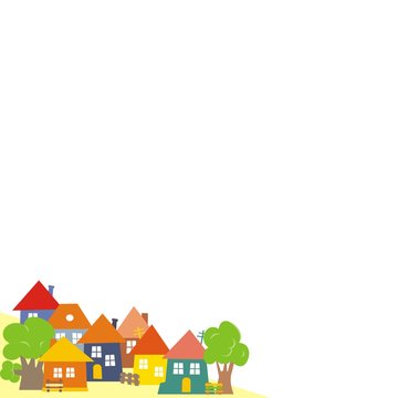 group of houses, village, vector illustration