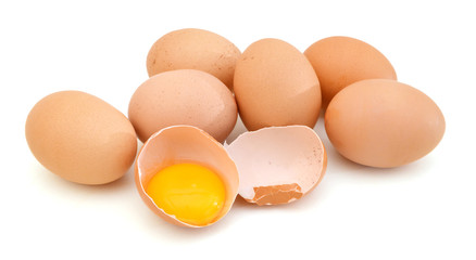 brown egg on white background