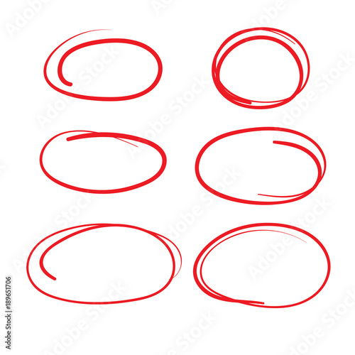 "Red Circle Grading Marks with Swoosh Feel Marking up Papers" Stock
