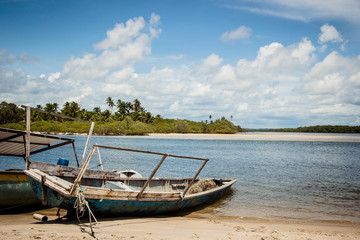 Naklejka na ściany i meble Old boat boipeba island, Brazil