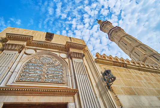 The minaret of Imam Al Busiri mosque in Alexandria, Egypt