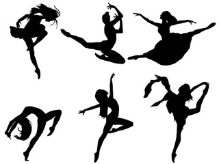 Ballerina dancing silhouettes