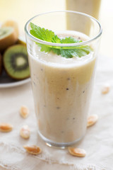 Fruit smoothie with mint and kiwi