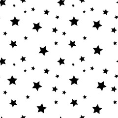 Star seamless pattern. White and grey retro background. Chaotic elements. Abstract geometric shape texture. Effect of sky. Design template for wallpaper,wrapping, textile. Vector Illustration