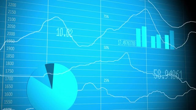 Stock Market Chart on Blue Background.