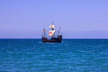 Madeira island. Vintage vessel Santa Maria da Colombo