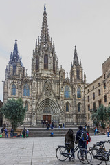 Naklejka na ściany i meble Barcelona Gothic Cathedral, Spain, Church La Seu, Catalonia, Gothic Quarter.