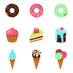 Vector illustration of sweets dessert isolated on white background