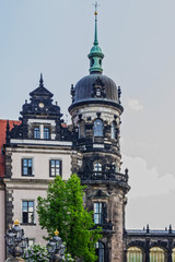 Fototapeta na wymiar Dresden old town, historical church building architecture, Germany
