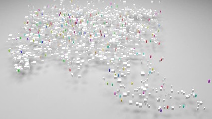 Decorative map of Asia | 3d Rendering, fall down of little bricks - White and Harlequin colors - Powered by Adobe