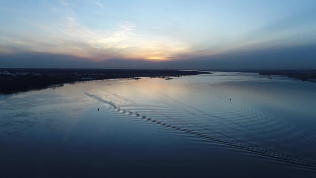 Aerial View Sunset Icy Delaware River Philadelphia