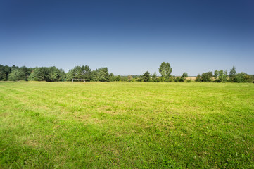 Sports ground, socker. football field in the village