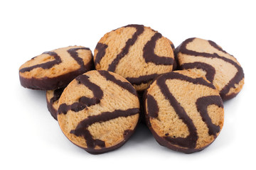Chocolate chips cookies isolated on white