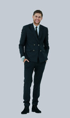 Portrait of a beautiful female model on white background.