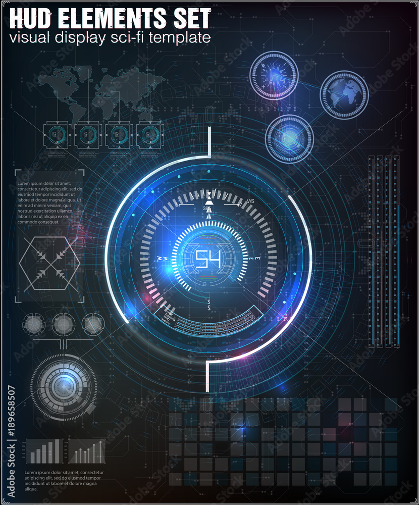 Poster futuristic user interface. hud ui. abstract virtual graphic touch user interface. infographic. vecto