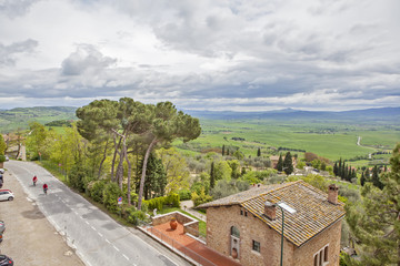 Fototapeta na wymiar Picturesque rural landscape of Tuscany. Pienza. Italy