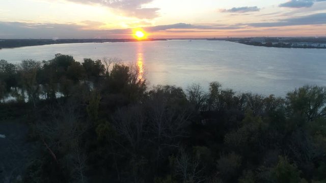 Aerial View Sunset Delaware River Philadelphia