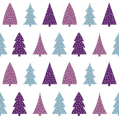 blue pink purple christmas tree on a white background pattern seamless vector - 189659123